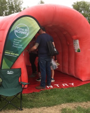 Giant inflatable bowel set up at Southern Field Days