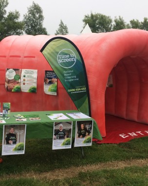 Our giant inflatable bowel helps us spread the message of bowel screening 