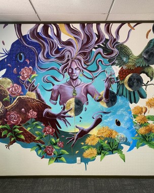 The new mural at the YSS building in Dunedin.