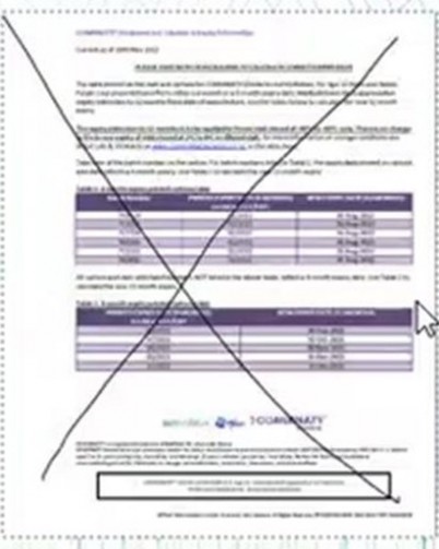 Destroy old expiry/new expiry covid-19 info sheet